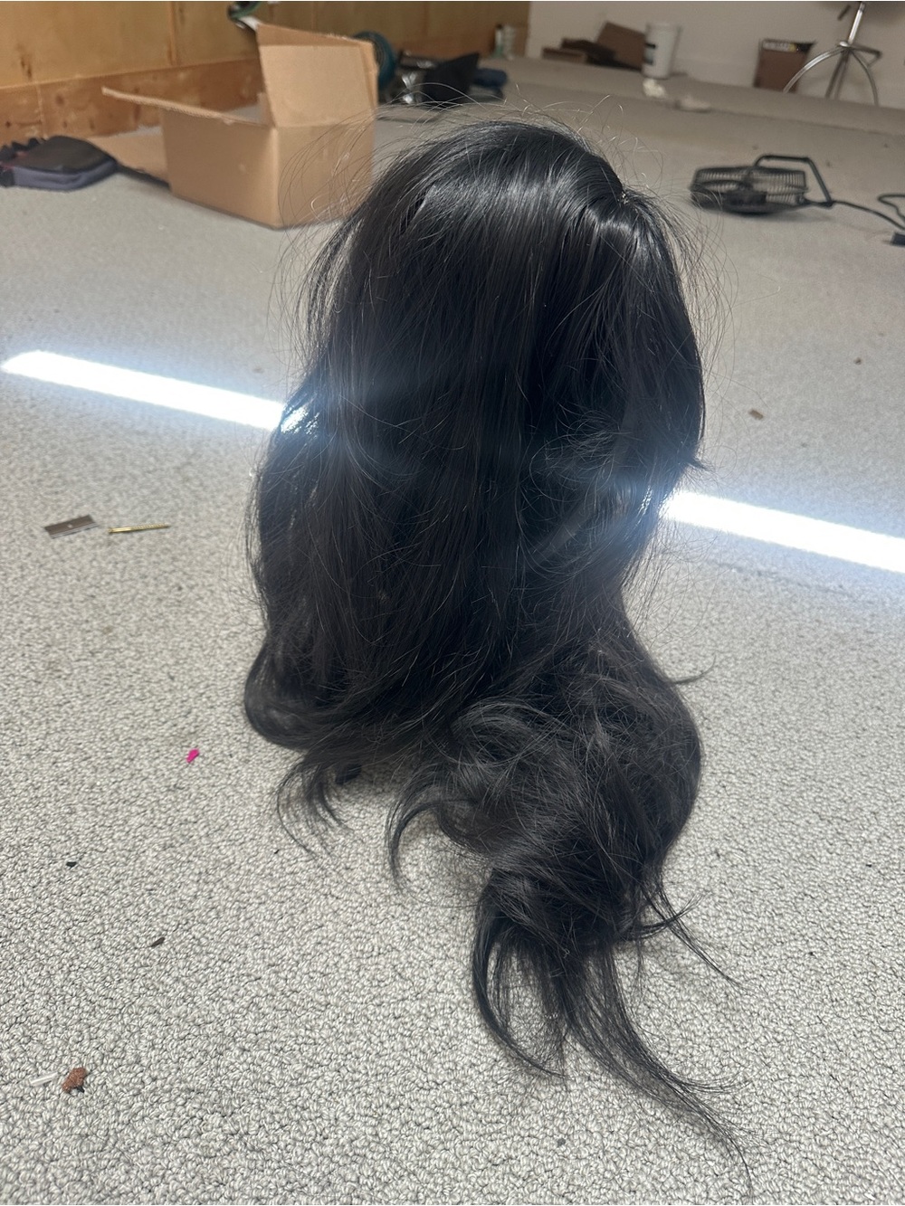 Long Black Wavy Wig with Full Bangs - Women Hair